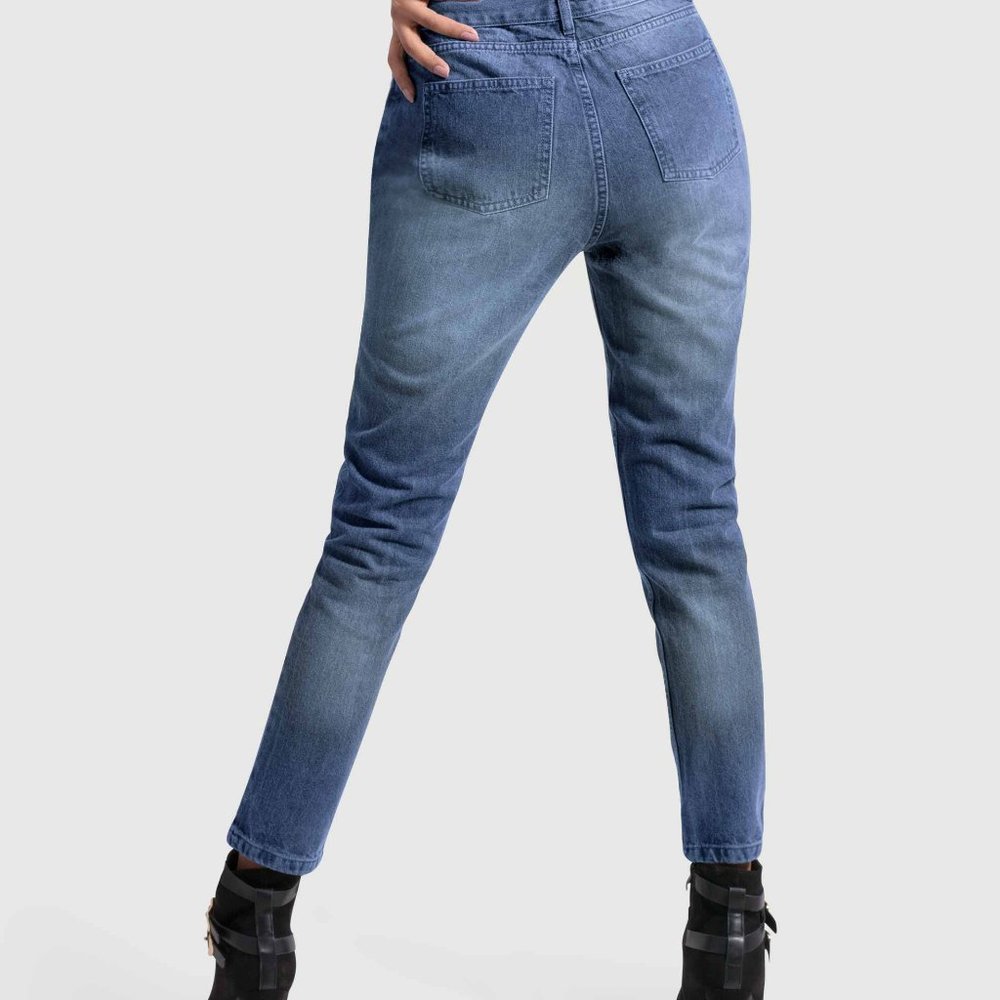 OLGYN Traditional Medium Blue Denim Ankle Pant - Picture 2 of 5